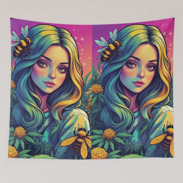 Item preview, Bee Woman Neon Colorway And My Fav Plant designed and sold by wojysmokes.