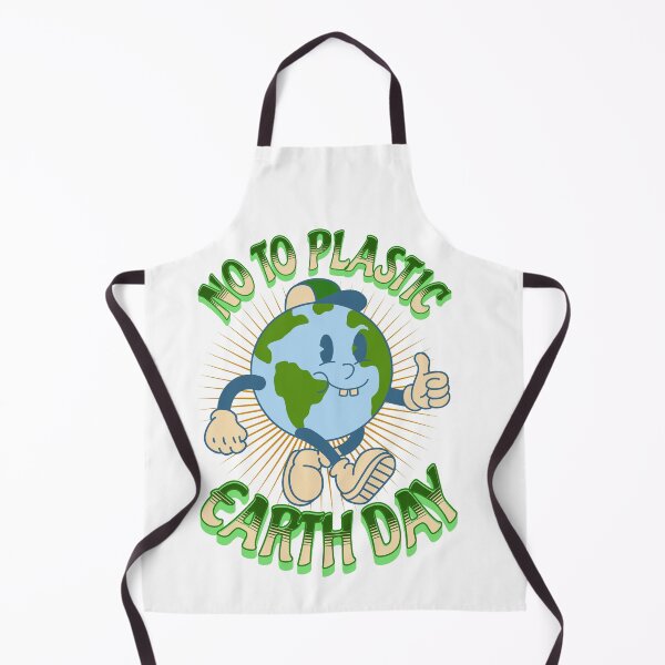 Item preview, No to plastics, cute retro earth character designed and sold by BritishDelights.