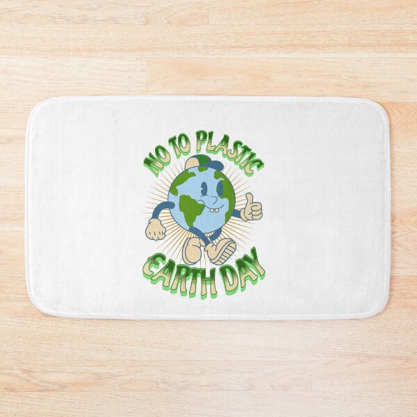 Item preview, No to plastics, cute retro earth character designed and sold by BritishDelights.