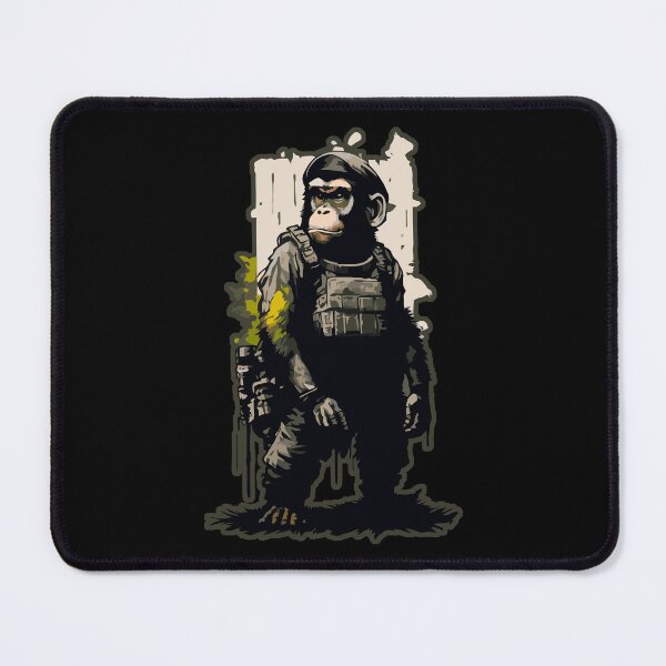 Item preview, Chimp Soldier - Monkey Warrior Retro Cartoon designed and sold by MadeByRobots.