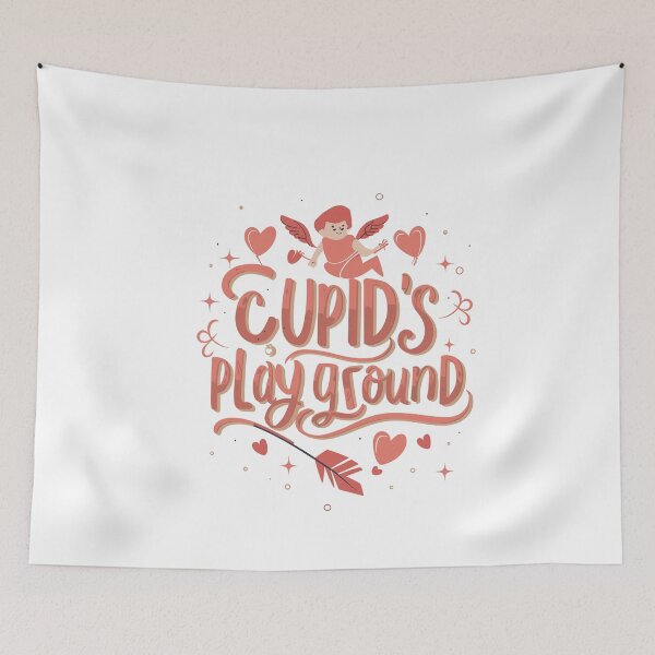 Item preview, Cupid's Playground: Playful Red Design with Cupid, Hearts, and Arrows designed and sold by HahaHandlesHub.