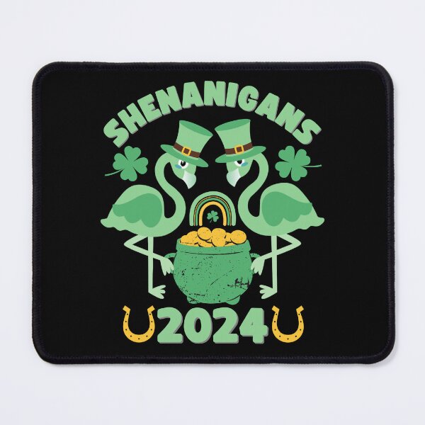 Item preview, St. Patrick's Day flamingo - shenanigans - 2024 designed and sold by EvergreenWhimsy.
