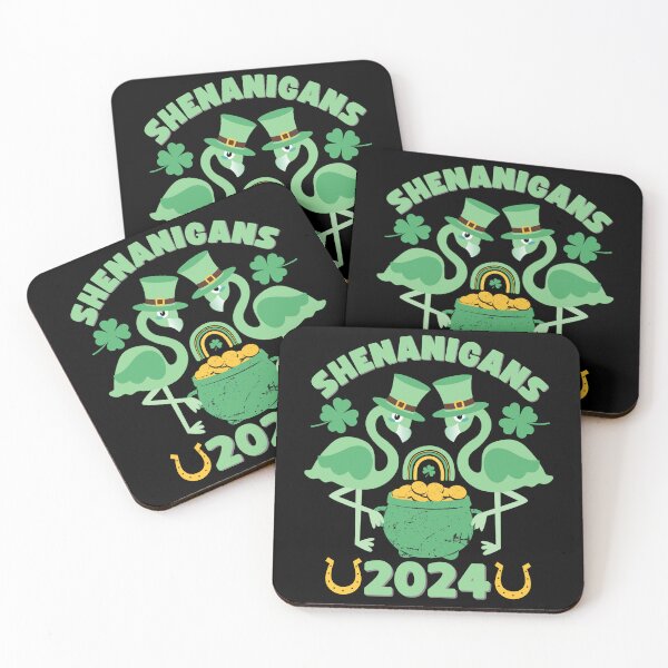 Item preview, St. Patrick's Day flamingo - shenanigans - 2024 designed and sold by EvergreenWhimsy.