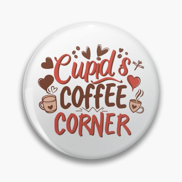Item preview, Cupid & Coffee Corner: Dark Brown and Red Design with Decorative Hearts and Centered Message for Couple designed and sold by HahaHandlesHub.
