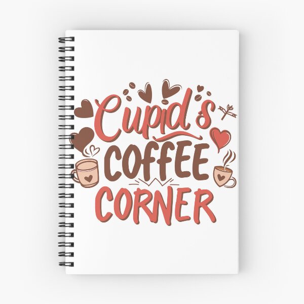 Item preview, Cupid & Coffee Corner: Dark Brown and Red Design with Decorative Hearts and Centered Message for Couple designed and sold by HahaHandlesHub.