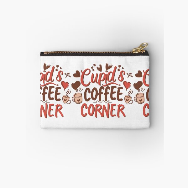 Item preview, Cupid & Coffee Corner: Dark Brown and Red Design with Decorative Hearts and Centered Message for Couple designed and sold by HahaHandlesHub.