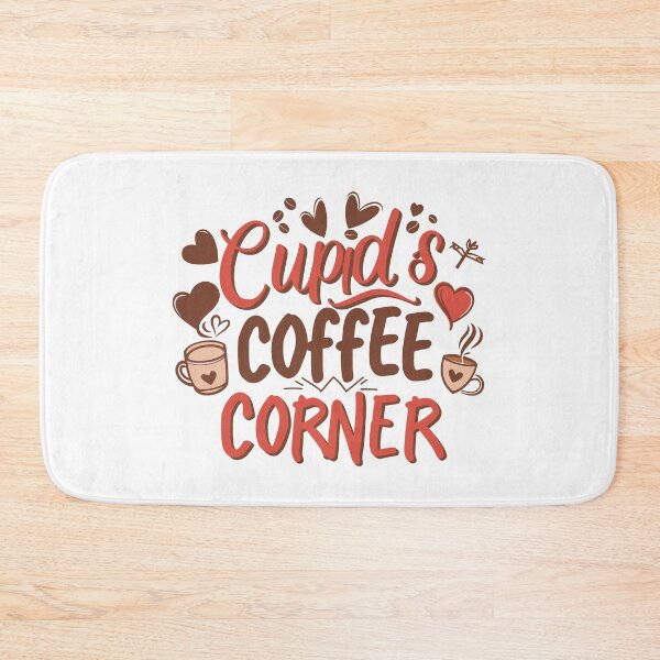 Item preview, Cupid & Coffee Corner: Dark Brown and Red Design with Decorative Hearts and Centered Message for Couple designed and sold by HahaHandlesHub.
