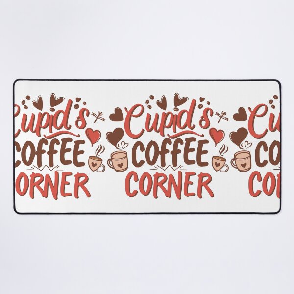 Item preview, Cupid & Coffee Corner: Dark Brown and Red Design with Decorative Hearts and Centered Message for Couple designed and sold by HahaHandlesHub.