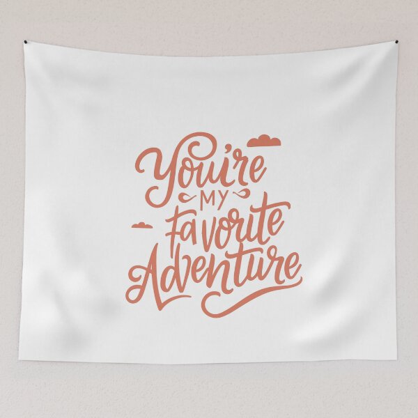 Item preview, You're My Favorite Adventure: Cute Red Font Design with Playful Cloud Decor for Couples designed and sold by HahaHandlesHub.