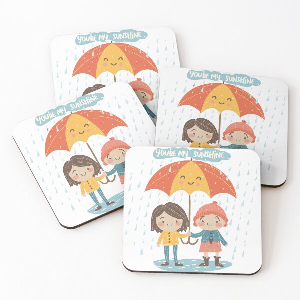 Item preview, You're My Sunshine: Cute Boy and Girl with Smiling Umbrella Couple Illustration designed and sold by HahaHandlesHub.
