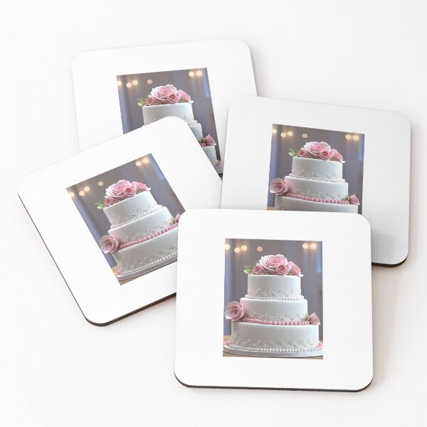 Item preview, Wedding Cake With Pink Roses designed and sold by JoyPhotoArt.