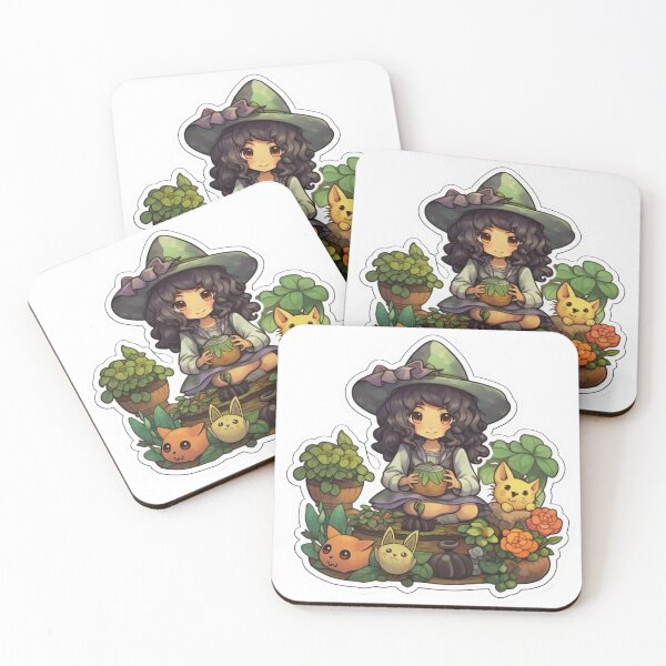 Item preview, Mythical Garden Witch - Cartoon Fantasy Art with Succulents designed and sold by PureGlee.