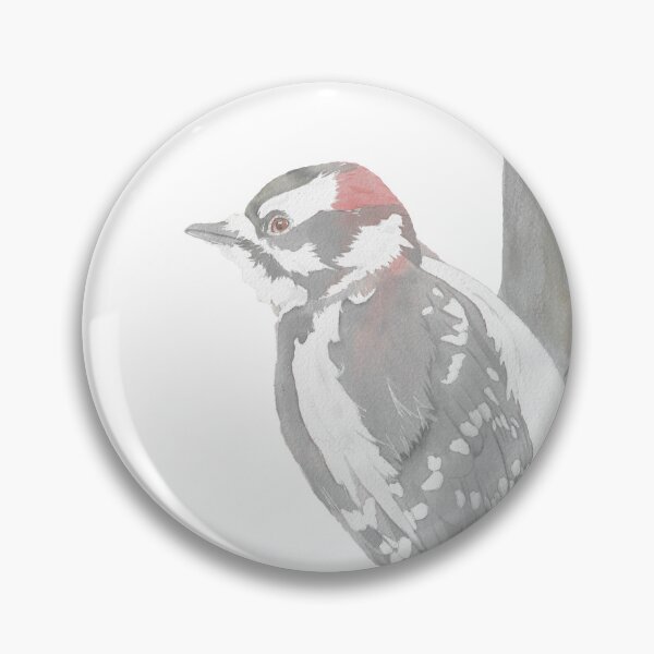 Item preview, Downy woodpecker bird portrait watercolor designed and sold by L'Atelier Oranjade.