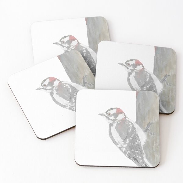 Item preview, Downy woodpecker bird portrait watercolor designed and sold by L'Atelier Oranjade.