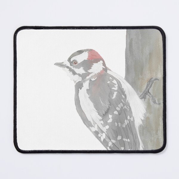 Item preview, Downy woodpecker bird portrait watercolor designed and sold by L'Atelier Oranjade.