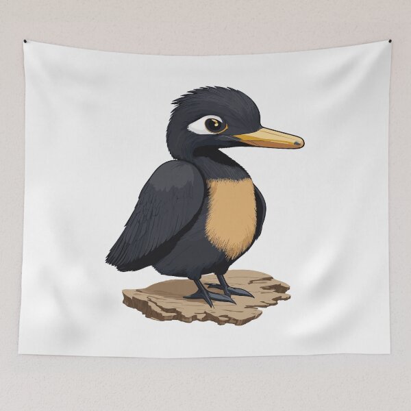Item preview, "Charming Chibi Cormorant - Playful Avian Illustration for Bird Lovers" designed and sold by EcoArtShop.