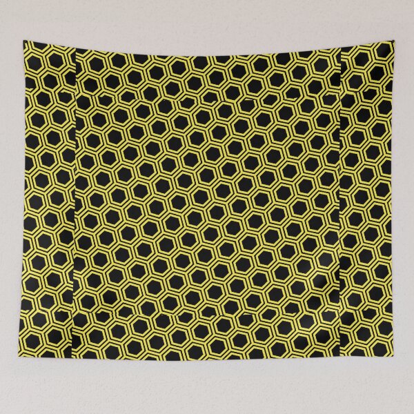Item preview, Pattern hexagon gold on black background designed and sold by lachataigne.