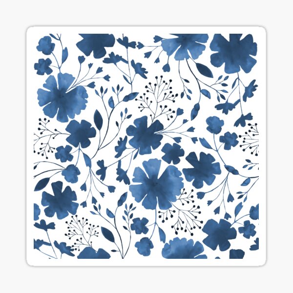 Item preview, Blue Floral Watercolour All over Pattern designed and sold by Dizzywonders.