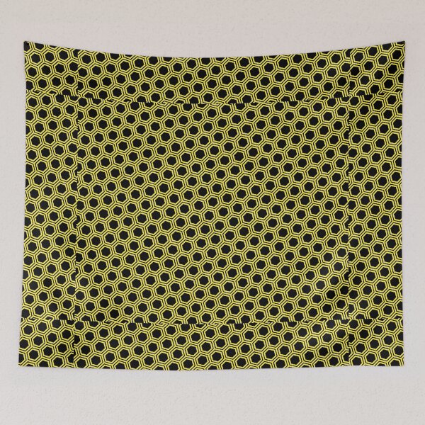 Item preview, Pattern hexagon gold on black background designed and sold by lachataigne.