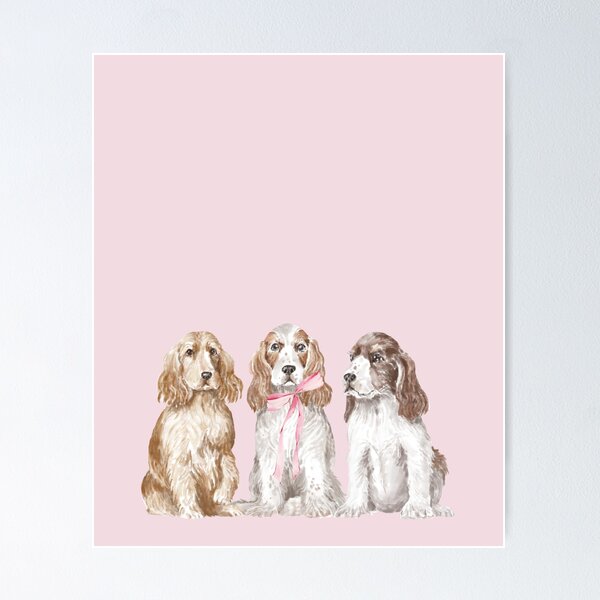 Item preview, Watercolor Cocker Spaniel Trio with Bow designed and sold by bandanaranch.