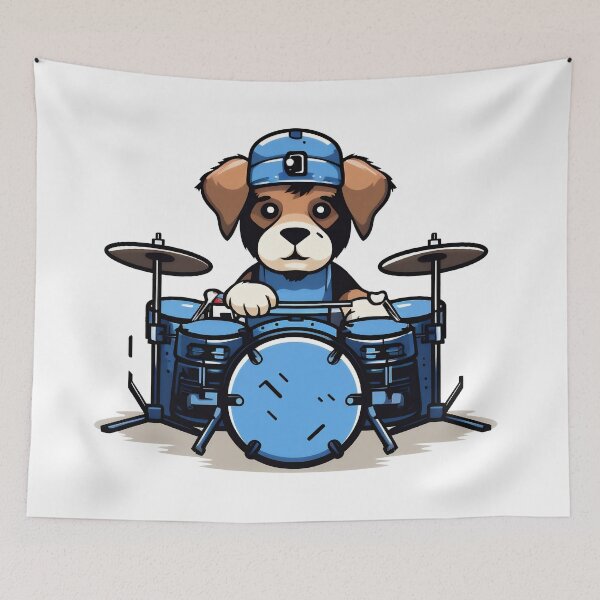 Item preview, dog playing drums designed and sold by javierparra.