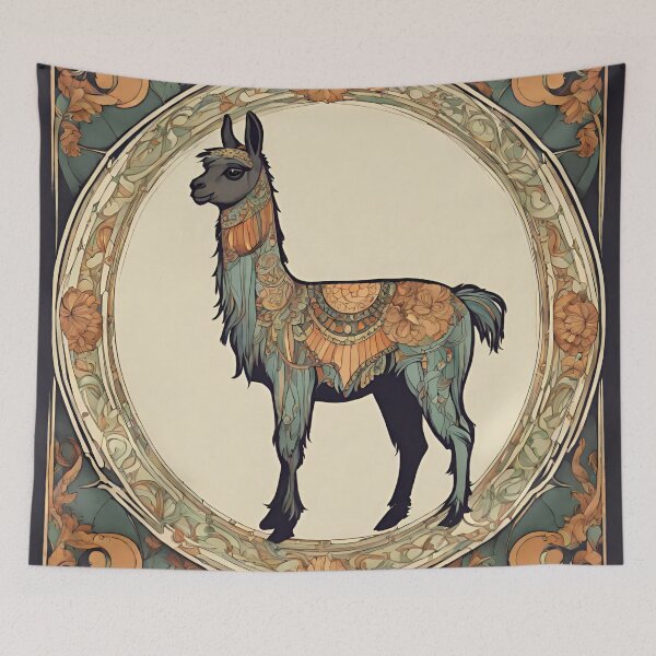 Item preview, Art Nouveau Llama designed and sold by LittleGoblinPrs.