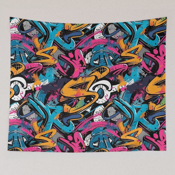 Item preview, Street Art Splash - Vibrant Urban Graffiti Pattern designed and sold by Sir Meow Meow.