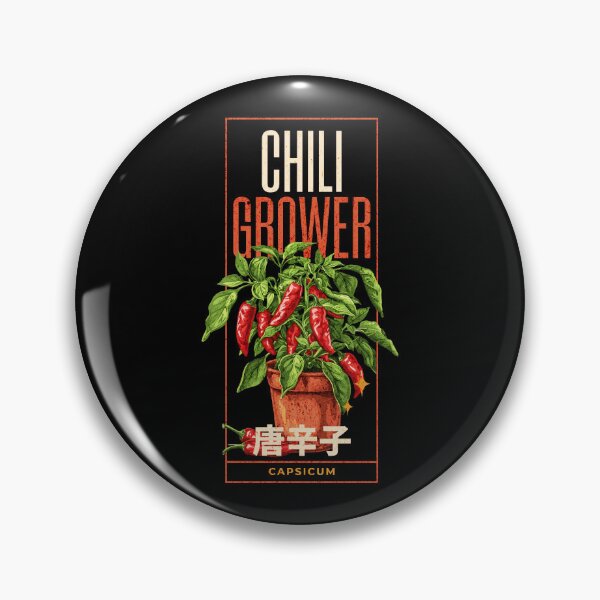 Item preview, Chili grower design with a chili plant, CAPSICUM, chili fruits and japanese text japanese Typography  designed and sold by Dahlann.