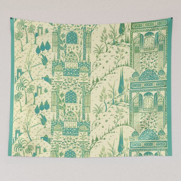 Item preview, Indian miniature inspired design, turquoise  designed and sold by MoisOneOffs.
