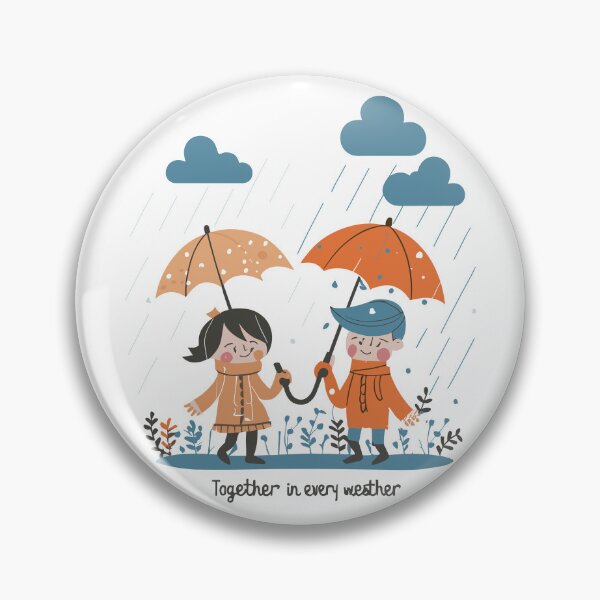 Item preview, Rainy Day Love: Together in Every Weather, Cute Character Design, Boy and Girl with Umbrella, Garden Scene designed and sold by HahaHandlesHub.