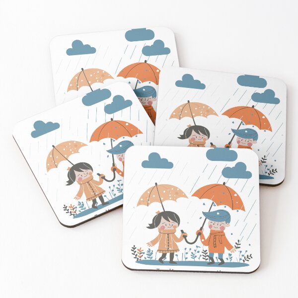 Item preview, Rainy Day Love: Together in Every Weather, Cute Character Design, Boy and Girl with Umbrella, Garden Scene designed and sold by HahaHandlesHub.