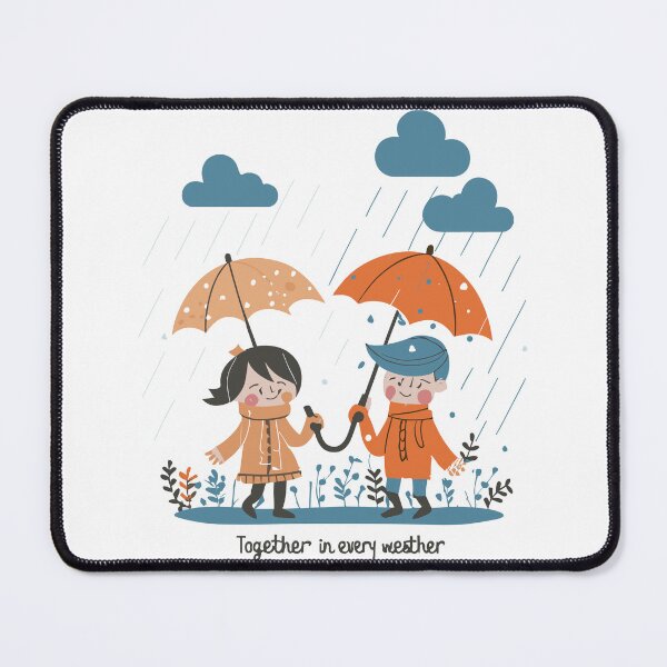 Item preview, Rainy Day Love: Together in Every Weather, Cute Character Design, Boy and Girl with Umbrella, Garden Scene designed and sold by HahaHandlesHub.