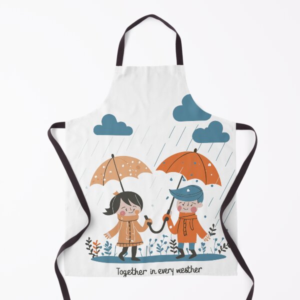 Item preview, Rainy Day Love: Together in Every Weather, Cute Character Design, Boy and Girl with Umbrella, Garden Scene designed and sold by HahaHandlesHub.
