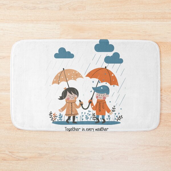 Item preview, Rainy Day Love: Together in Every Weather, Cute Character Design, Boy and Girl with Umbrella, Garden Scene designed and sold by HahaHandlesHub.