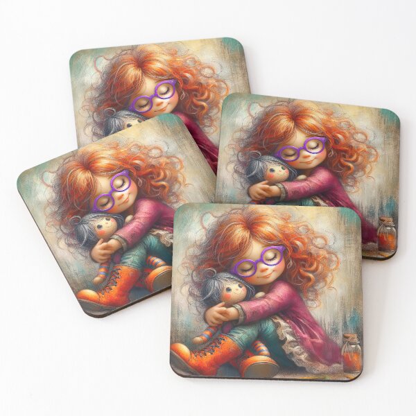 Item preview, Embrace of Imagination - Whimsical Child and Doll Illustration designed and sold by Very Peculiar.