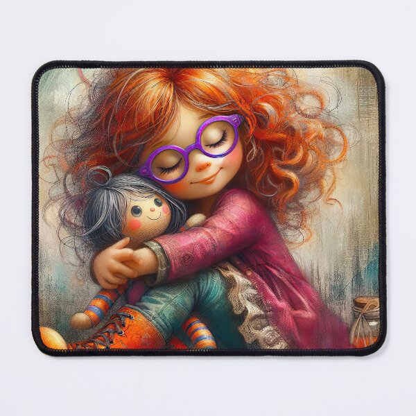 Item preview, Embrace of Imagination - Whimsical Child and Doll Illustration designed and sold by Very Peculiar.