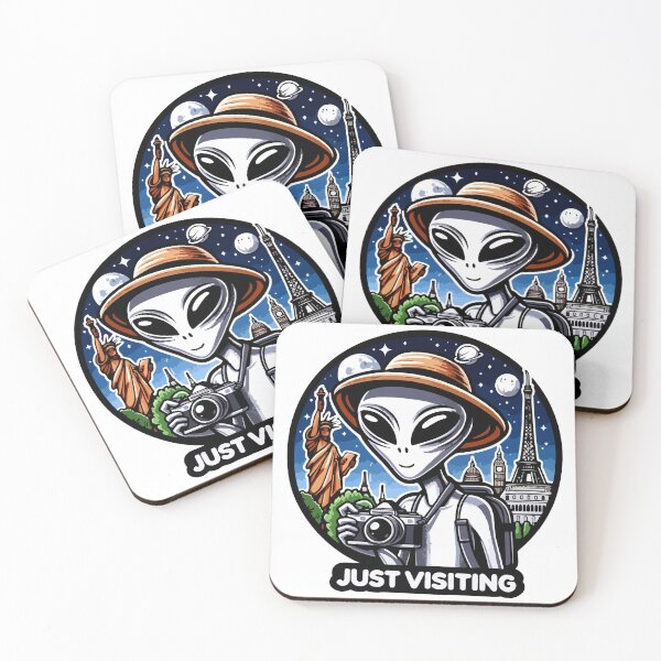 Item preview, Alien Tourist with Camera and Hat Visiting Earth's Landmarks designed and sold by LexicalLegend.