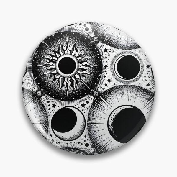 Item preview, Circular Black and White Cosmic Eclipse Pattern designed and sold by nagol10h.