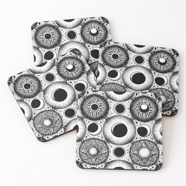 Item preview, Circular Black and White Cosmic Eclipse Pattern designed and sold by nagol10h.