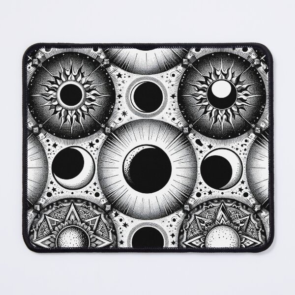 Item preview, Circular Black and White Cosmic Eclipse Pattern designed and sold by nagol10h.