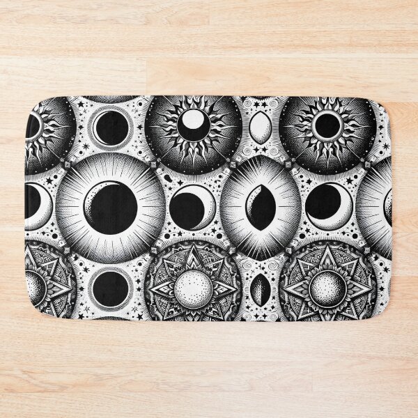 Item preview, Circular Black and White Cosmic Eclipse Pattern designed and sold by nagol10h.