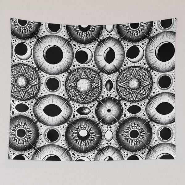 Item preview, Circular Black and White Cosmic Eclipse Pattern designed and sold by nagol10h.