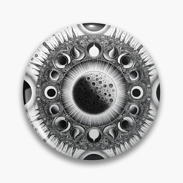 Item preview, Circular Black and White Cosmic Eclipse Pattern designed and sold by nagol10h.