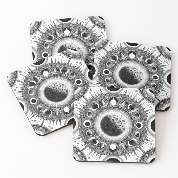 Item preview, Circular Black and White Cosmic Eclipse Pattern designed and sold by nagol10h.