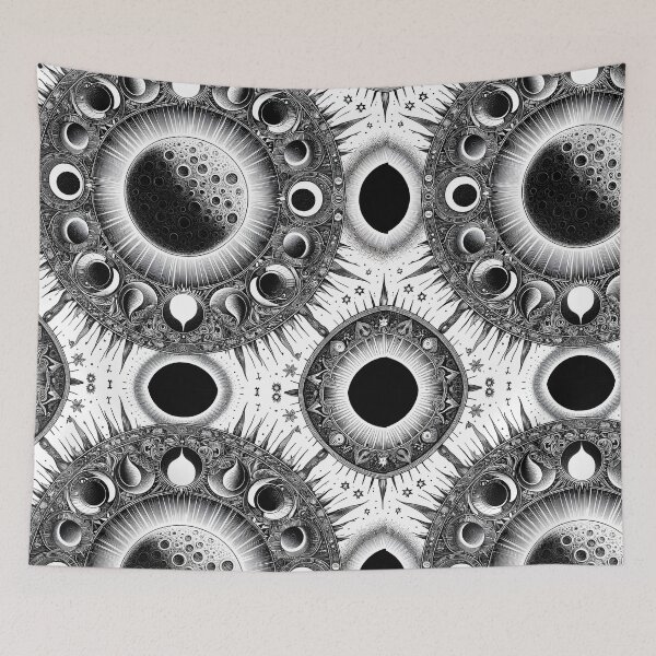 Item preview, Circular Black and White Cosmic Eclipse Pattern designed and sold by nagol10h.