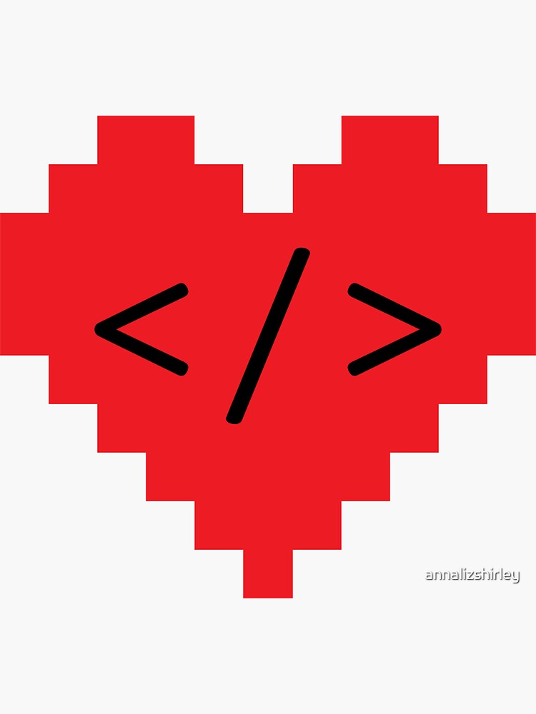 Thumbnail 3 of 3, Sticker, Dev Pixel 8 Bit Heart designed and sold by annalizshirley.