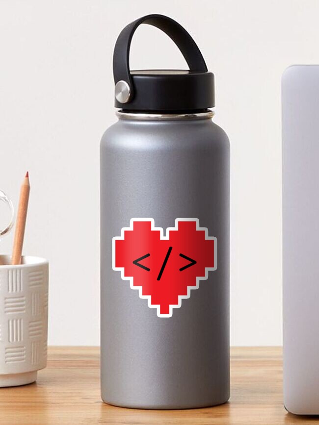 Thumbnail 1 of 3, Sticker, Dev Pixel 8 Bit Heart designed and sold by annalizshirley.