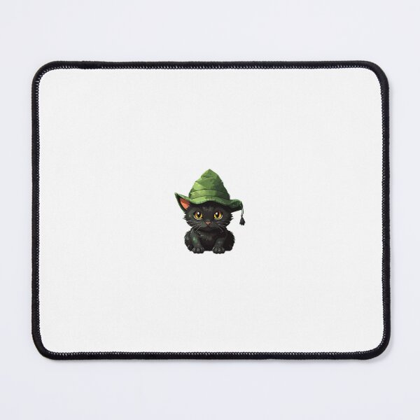 Item preview, Cute Black Cat wearing a green hat - Pixel Art designed and sold by pinksunsets.