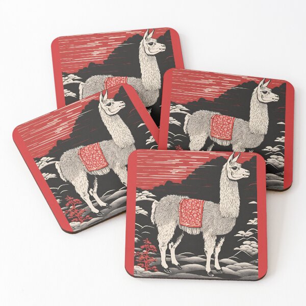 Item preview, Woodblock Style Llama designed and sold by LittleGoblinPrs.