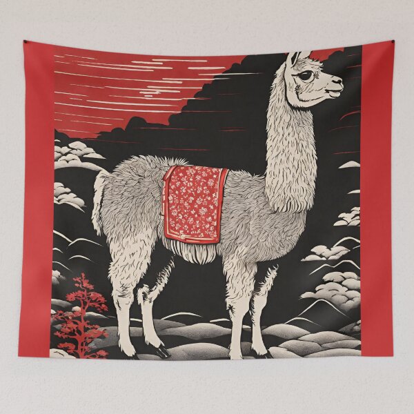 Item preview, Woodblock Style Llama designed and sold by LittleGoblinPrs.